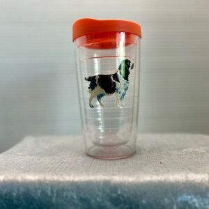 16oz Tervis tumbler Black and White Irish Setter with Orange lid
